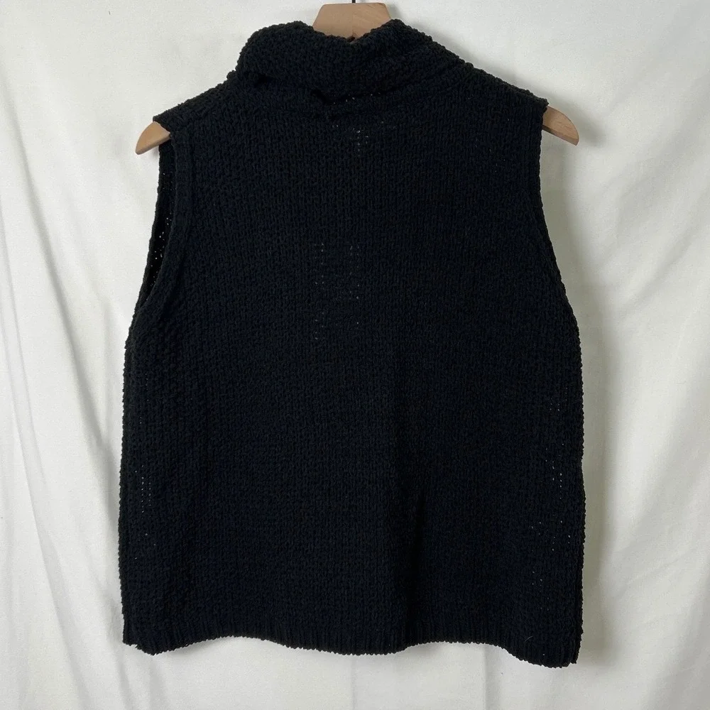 NWT Heyday Haylen Sleeveless Cowl Neck Chunky Open Knit Sweater Black Size L